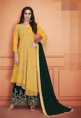 Green embroidered georgette salwar 1