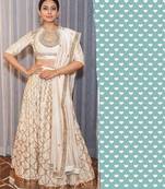 White embroidered satin semi stitched lehenga