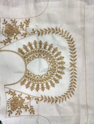 White embroidered satin semi stitched lehenga 3