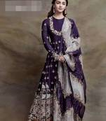 Purple embroidered santoon salwar