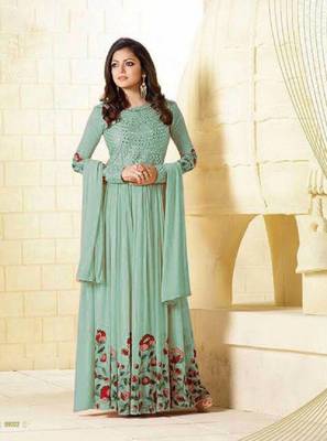 Teal-green embroidered santoon salwar 1