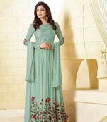 Teal-green embroidered santoon salwar