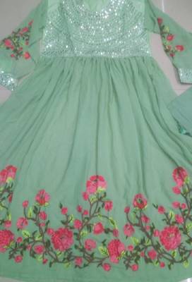 Teal-green embroidered santoon salwar 2