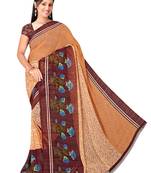 orange printed chiffon saree with blouse