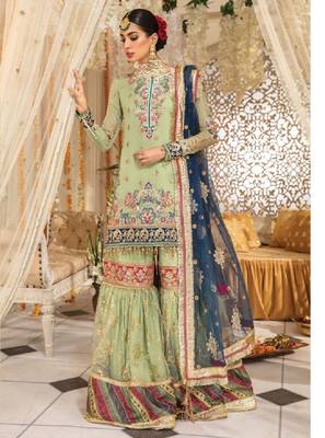 Green embroidered santoon salwar 1