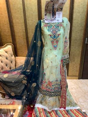 Green embroidered santoon salwar 3