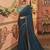 Blue embroidered silk saree with blouse