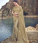 Chiku embroidered lycra saree with blouse