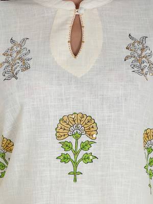 Women's Straight Printed Kurta with Palazzo Set, Yellow 5