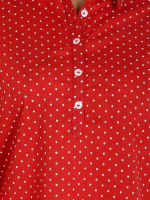 Women's Red Cotton Polka Dot Printed Top 5
