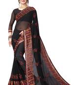 Black Embroidered Georgette Saree With Blouse