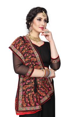 Black Embroidered Georgette Saree With Blouse 2