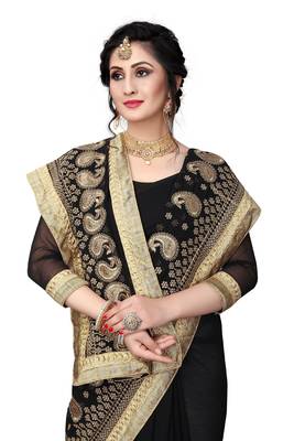 Black Embroidered Georgette Saree With Blouse 2