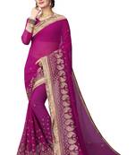 Purple Embroidered Georgette Saree With Blouse