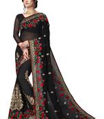Black Embroidered Georgette Saree With Blouse