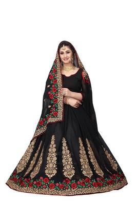 Black Embroidered Georgette Saree With Blouse 2