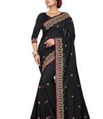 Black Embroidered Silk Saree With Blouse