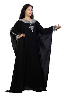 black georgette embroidered zari work islamic-kaftans