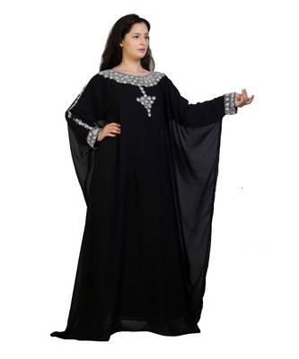 black georgette embroidered zari work islamic-kaftans 1