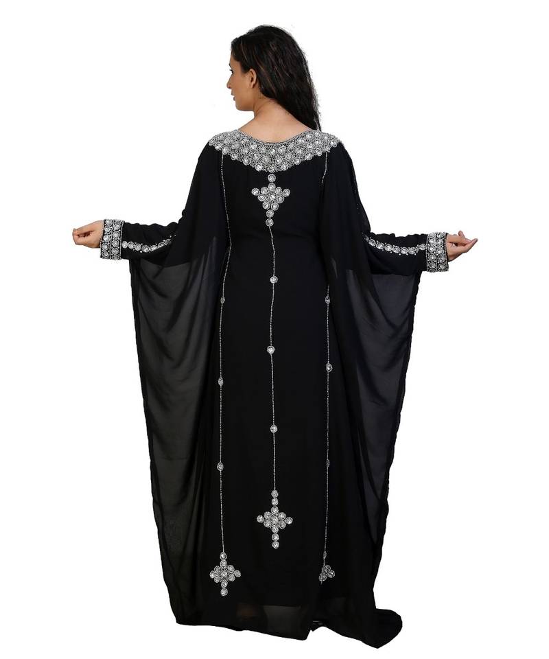 black georgette embroidered zari work islamic-kaftans