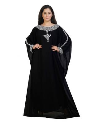 black georgette embroidered zari work islamic-kaftans 4