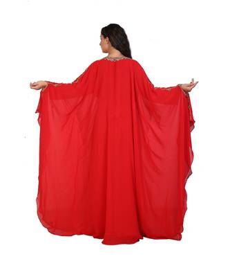 red georgette embroidered zari work islamic-kaftans 3
