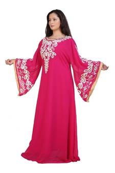 pink georgette embroidered aari work islamic-kaftans