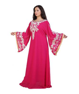 pink georgette embroidered aari work islamic-kaftans 1