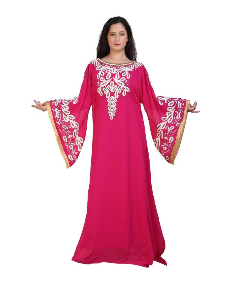 pink georgette embroidered aari work islamic-kaftans