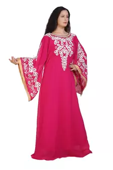 pink georgette embroidered aari work islamic-kaftans