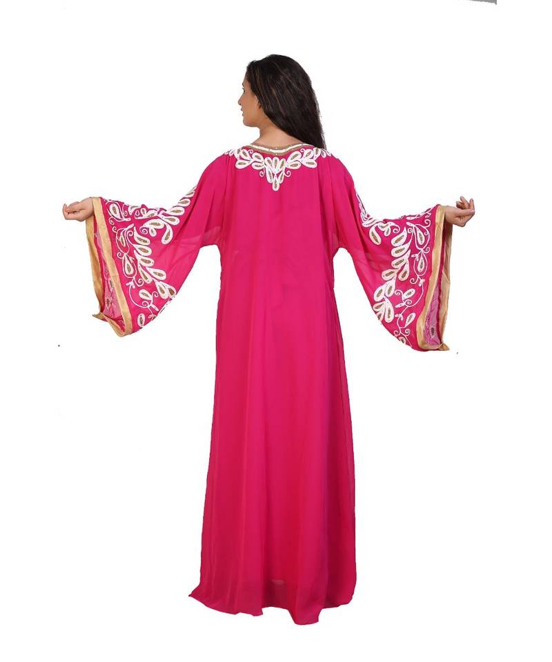 pink georgette embroidered aari work islamic-kaftans