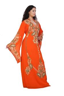 orange georgette embroidered aari work islamic-kaftans
