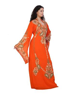 orange georgette embroidered aari work islamic-kaftans 1