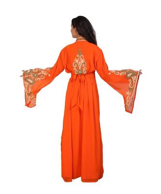 orange georgette embroidered aari work islamic-kaftans 3