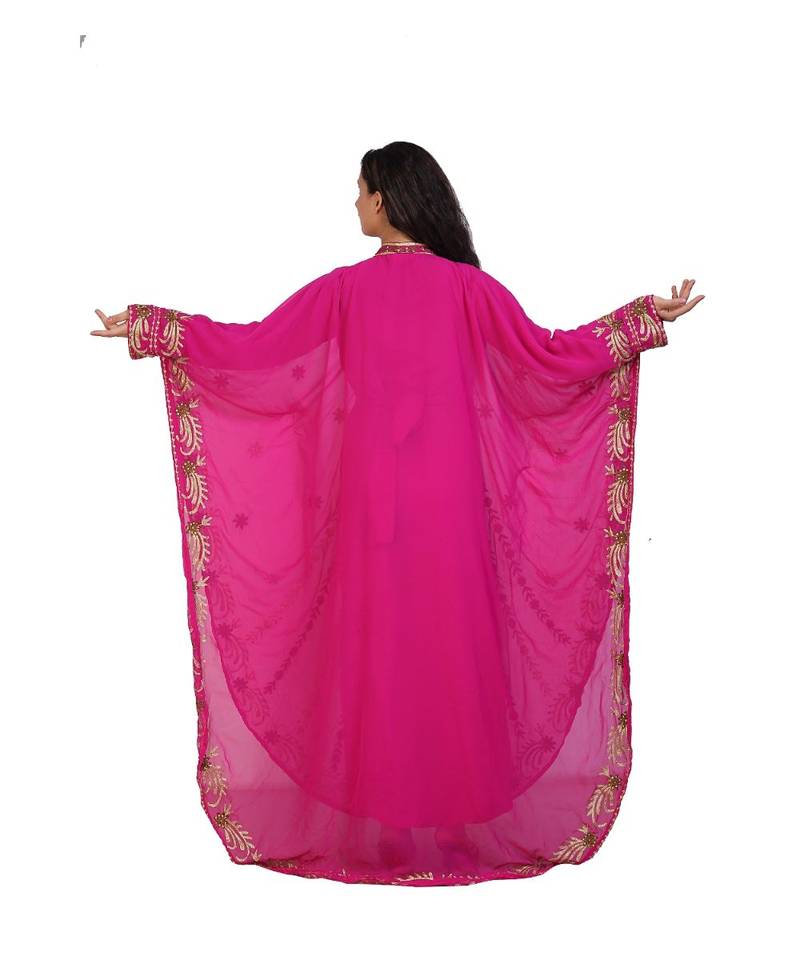 pink georgette embroidered aari work islamic-kaftans