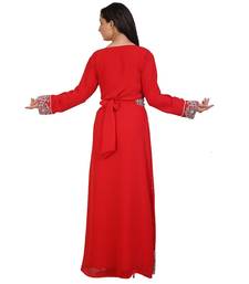 red georgette embroidered zari work islamic-kaftans