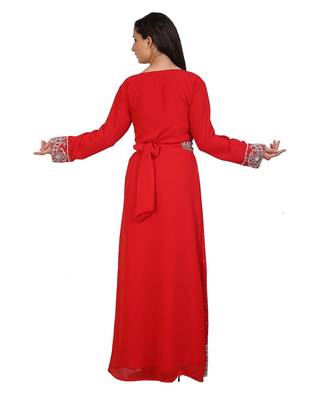 red georgette embroidered zari work islamic-kaftans 2