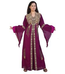 magenta georgette embroidered zari work islamic-kaftans