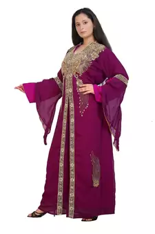 magenta georgette embroidered zari work islamic-kaftans