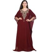 maroon georgette embroidered zari work islamic-kaftans