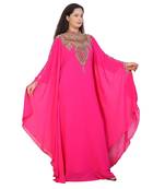 pink georgette embroidered zari work islamic-kaftans