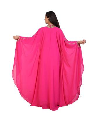 pink georgette embroidered zari work islamic-kaftans 3