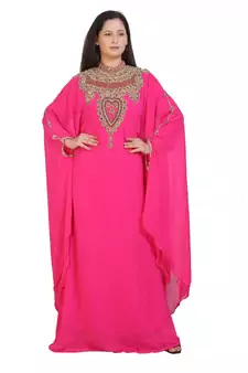 pink georgette embroidered zari work islamic-kaftans