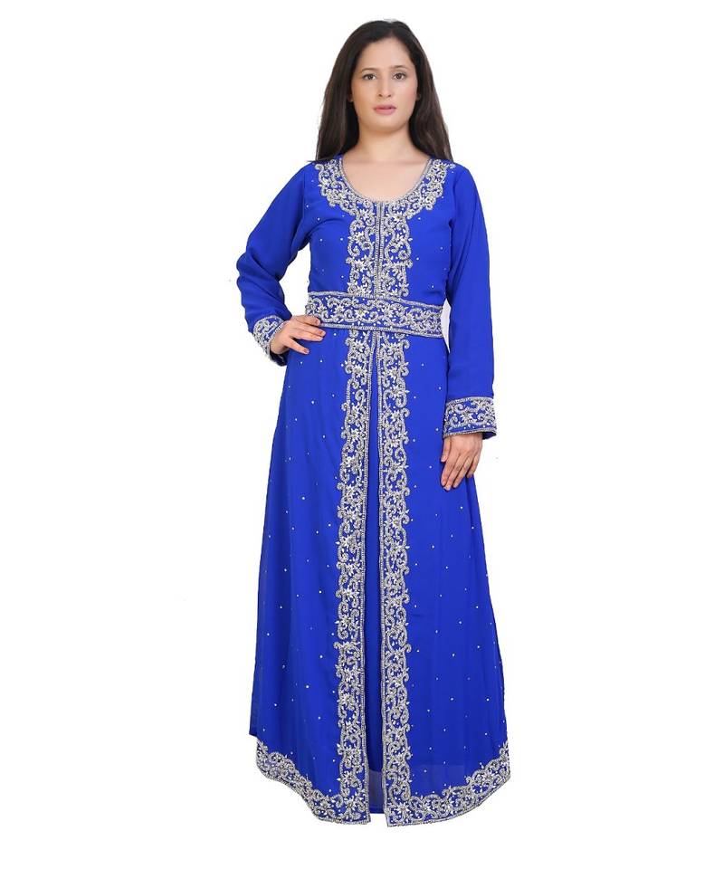 blue georgette embroidered zari work islamic-kaftans