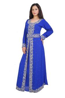 blue georgette embroidered zari work islamic-kaftans
