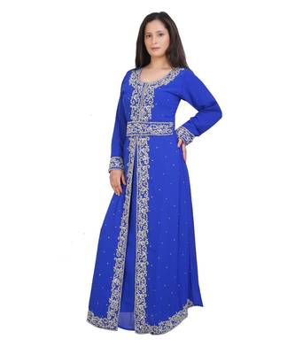 blue georgette embroidered zari work islamic-kaftans 1