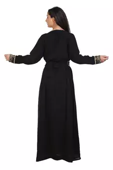 black georgette embroidered zari work islamic-kaftans