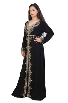 black georgette embroidered zari work islamic-kaftans