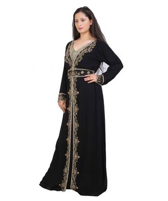 black georgette embroidered zari work islamic-kaftans 1