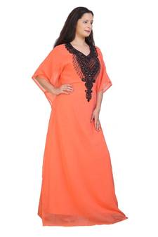 orange georgette embroidered zari work islamic-kaftans
